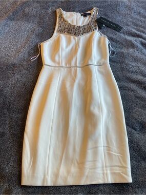 Sachin + Babi Ivory Cocktail Dress with Beaded Neckline